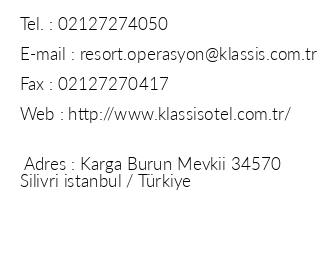 Klassis Resort Hotel iletiim bilgileri